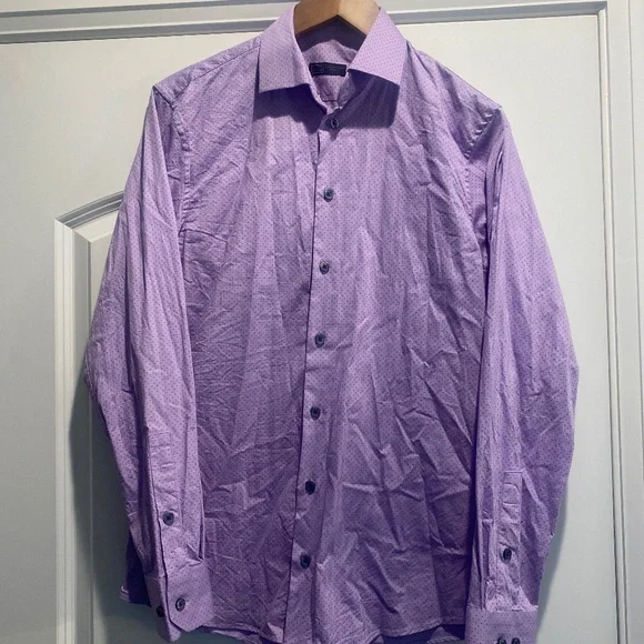 14th union dress shirts 14TH & Union Men's Shirt Size Medium Blue Trim Fit Long Sleeve Button Down Top